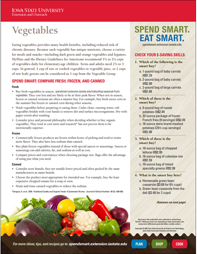 Spend Smart. Eat Smart. -- Vegetables